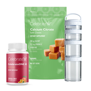 VSG Vertical sleeve gastrectomy kit with CelebrateONE 45 Tropical Twist chewable tablets and Caramel calcium soft chews