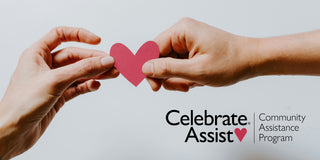 Celebrate assist logo image showing hands holding a paper cut out heart