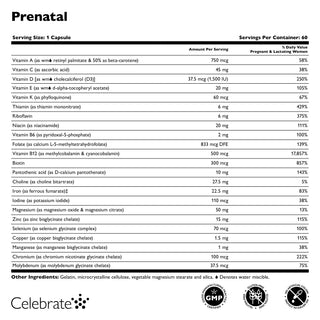 Bariatric prenatal vitamins capsules, supplement facts
