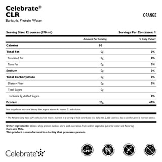 CLR-Protein Water Orange Nutritional Facts